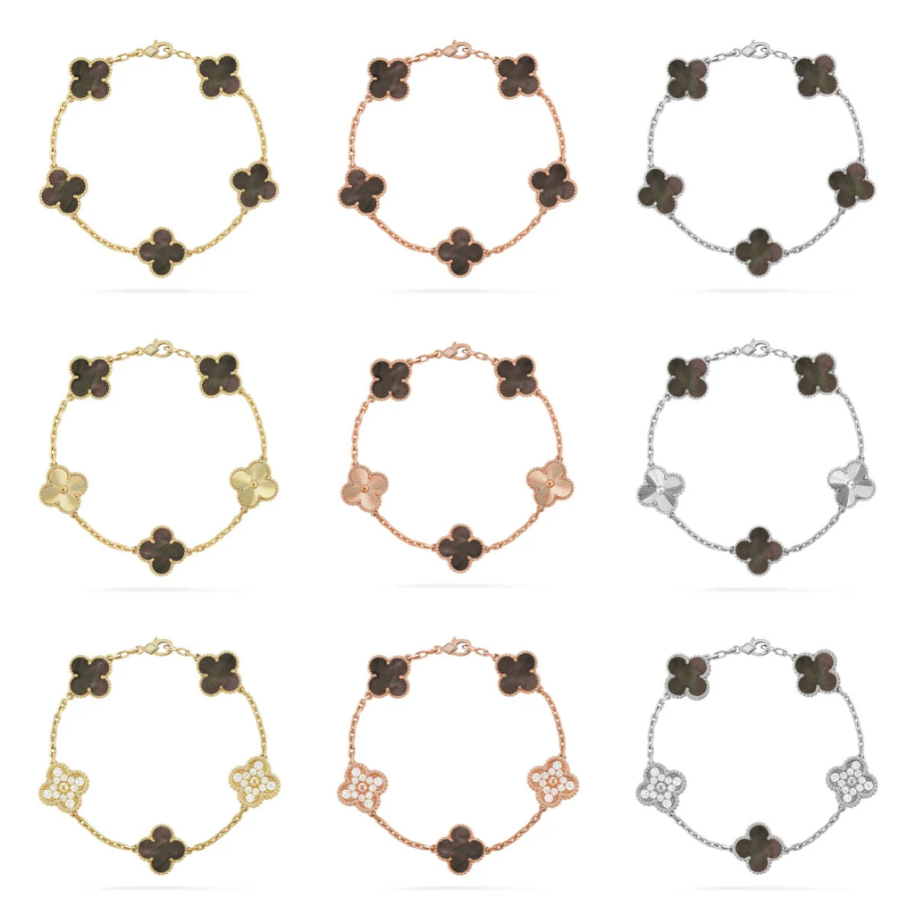[⭐JeweliWhal] CLOVER 5 MOTIF GRAY MOP BRACELET COLLECTION