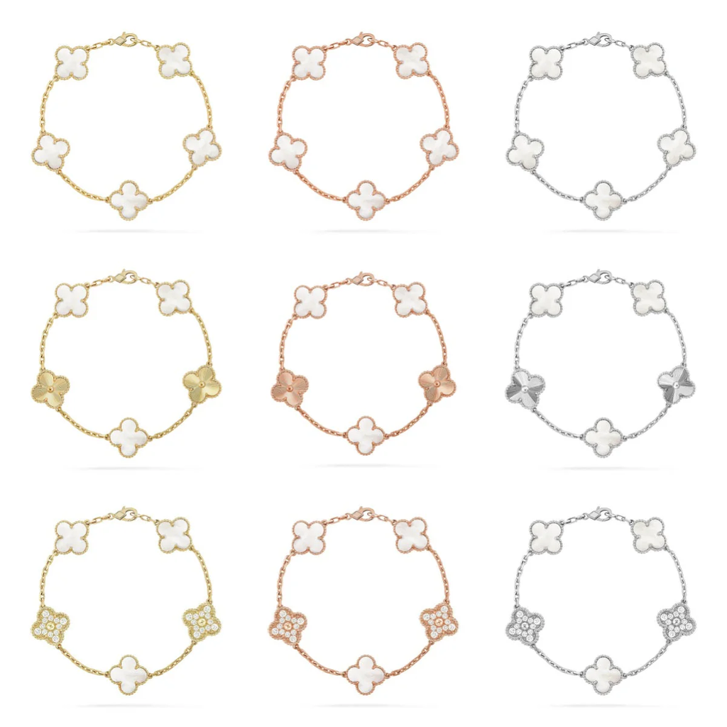 [⭐JeweliWhal]CLOVER WHITE PEARL MOP 5 MOTIF BRACELET COLLECTION