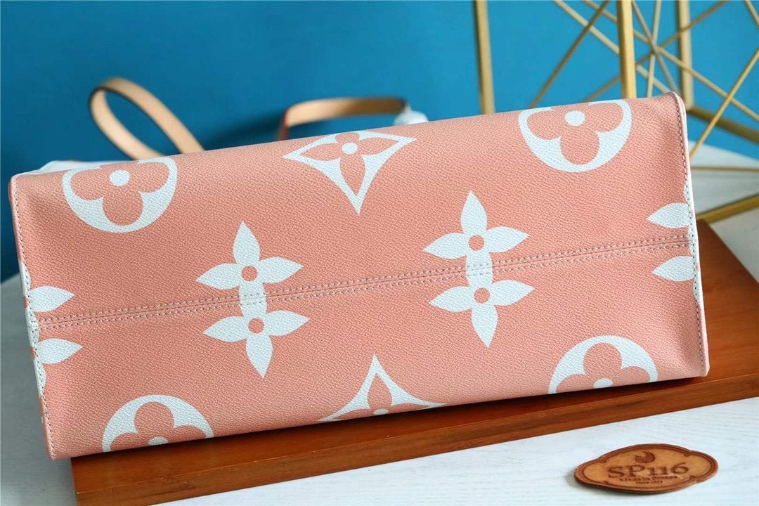 オンザゴー MM ブルーム グレー モノグラム ジャイアント コーテッド キャンバス