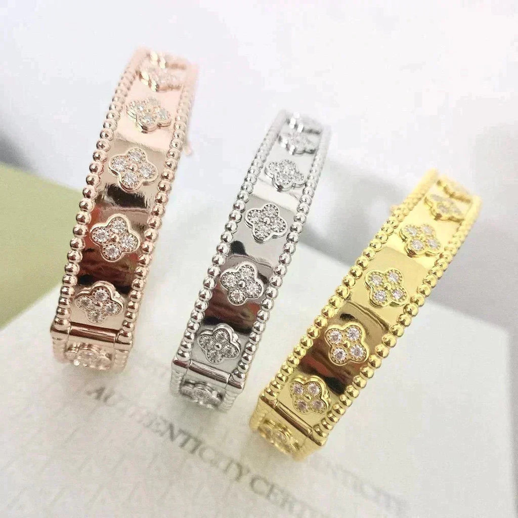 [⭐JeweliWhal]クローバーブレスレット 8mm ダイヤモンド
