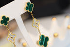 [⭐JeweliWhal]CLOVER EARRINGS GOLD MALACHITE DIAMOND 3 MOTIF