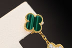 [⭐JeweliWhal]CLOVER EARRINGS GOLD MALACHITE DIAMOND 3 MOTIF