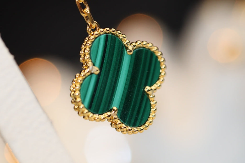 [⭐JeweliWhal]CLOVER EARRINGS GOLD MALACHITE DIAMOND 3 MOTIF