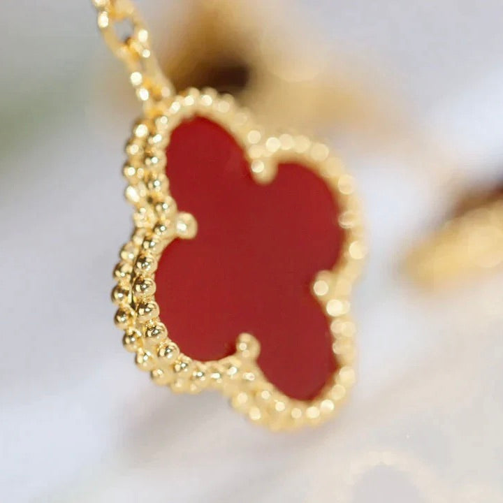 [⭐JeweliWhal]クローバー 2モチーフ タイガーアイ カーネリアン イヤリング