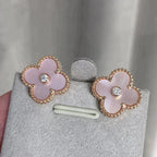 [⭐JeweliWhal]CLOVER MEDIUM 1 MOTIFS  PINK MOP DIAMOND EARRINGS