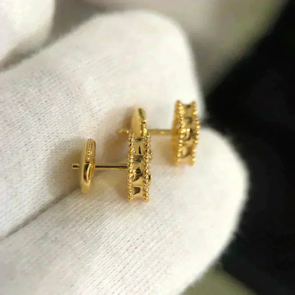 [⭐JeweliWhal]クローバー ミニ 9.5mm マラカイト イヤリング