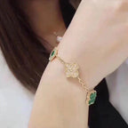 [⭐JeweliWhal] CLOVER 5 MOTIF MALACHITE BRACELET COLLECTION