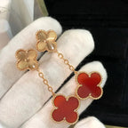 [⭐JeweliWhal]CLOVER 2 MOTIF  LASER CARNELIAN EARRINGS
