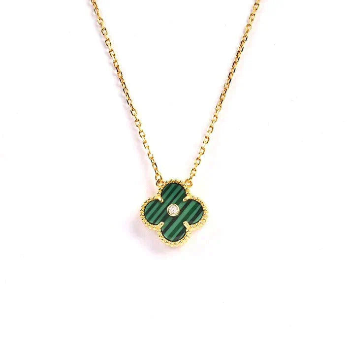 [⭐JeweliWhal]クローバー 15mm ダイヤモンド ターコイズ ネックレス