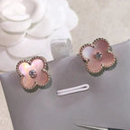 [⭐JeweliWhal]CLOVER MEDIUM 1 MOTIFS  PINK MOP DIAMOND EARRINGS