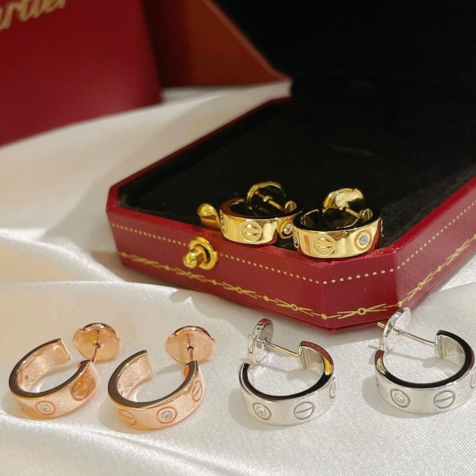 [⭐JeweliWhal]LOVE EARRINGS 5.7MM 2 DIAMONDS