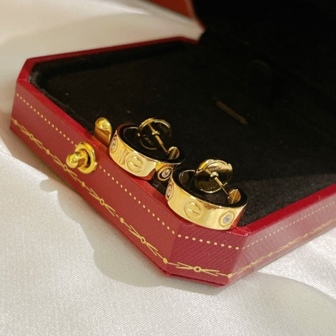 [⭐JeweliWhal]LOVE EARRINGS 5.7MM 2 DIAMONDS