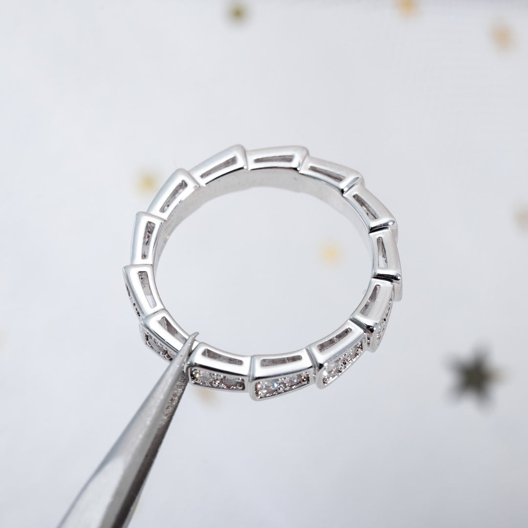 [⭐JeweliWhal]セルペンティリング シルバー ダイヤモンドパヴェ 3mm