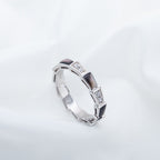 [⭐JeweliWhal]セルペンティリング シルバー ダイヤモンド ブラック モップ 3mm