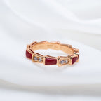 [⭐JeweliWhal]SERPENTI RING PINK GOLD CARNELIAN DIAMOND 3MM