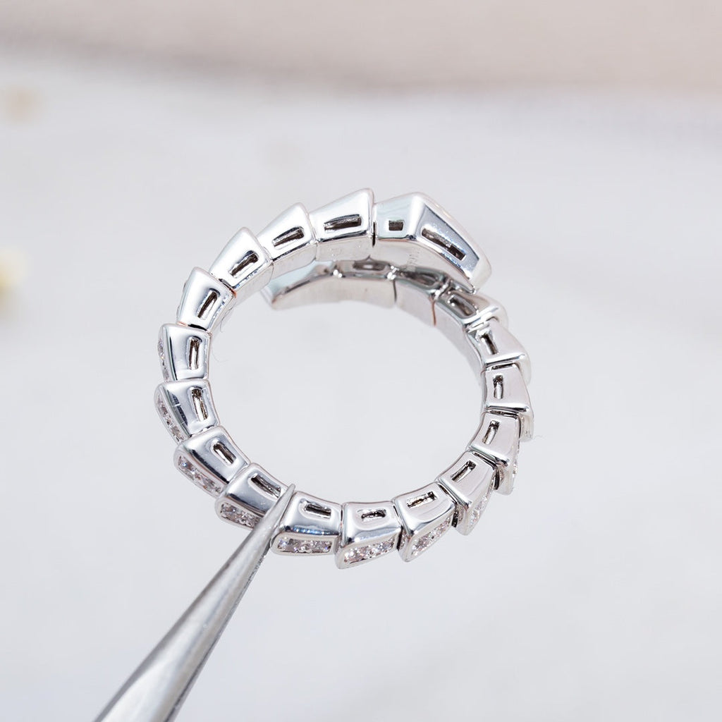 [⭐JeweliWhal]セルペンティリング シルバー ダイヤモンドパヴェ 4mm