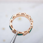 [⭐JeweliWhal]SERPENTI RING PINK GOLD MALACHITE DIAMOND PAVED 4MM
