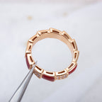 [⭐JeweliWhal]セルペンティリング ピンクゴールド カーネリアン ダイヤモンド パヴェ 4mm