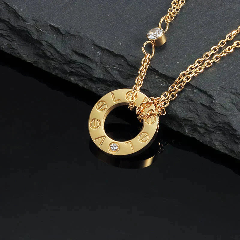 [⭐JeweliWhal]LOVE NECKLACE 16MM 2 DIAMONDS