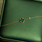 [⭐JeweliWhal]SUN MALACHITE 1 DIAMOND PINK GOLD BRACELET
