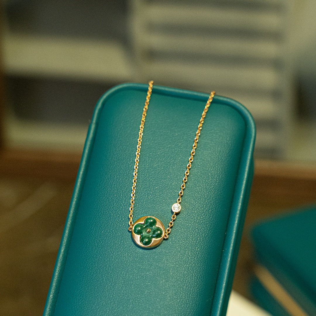 [⭐JeweliWhal]SUN MALACHITE 1 DIAMOND PINK GOLD BRACELET