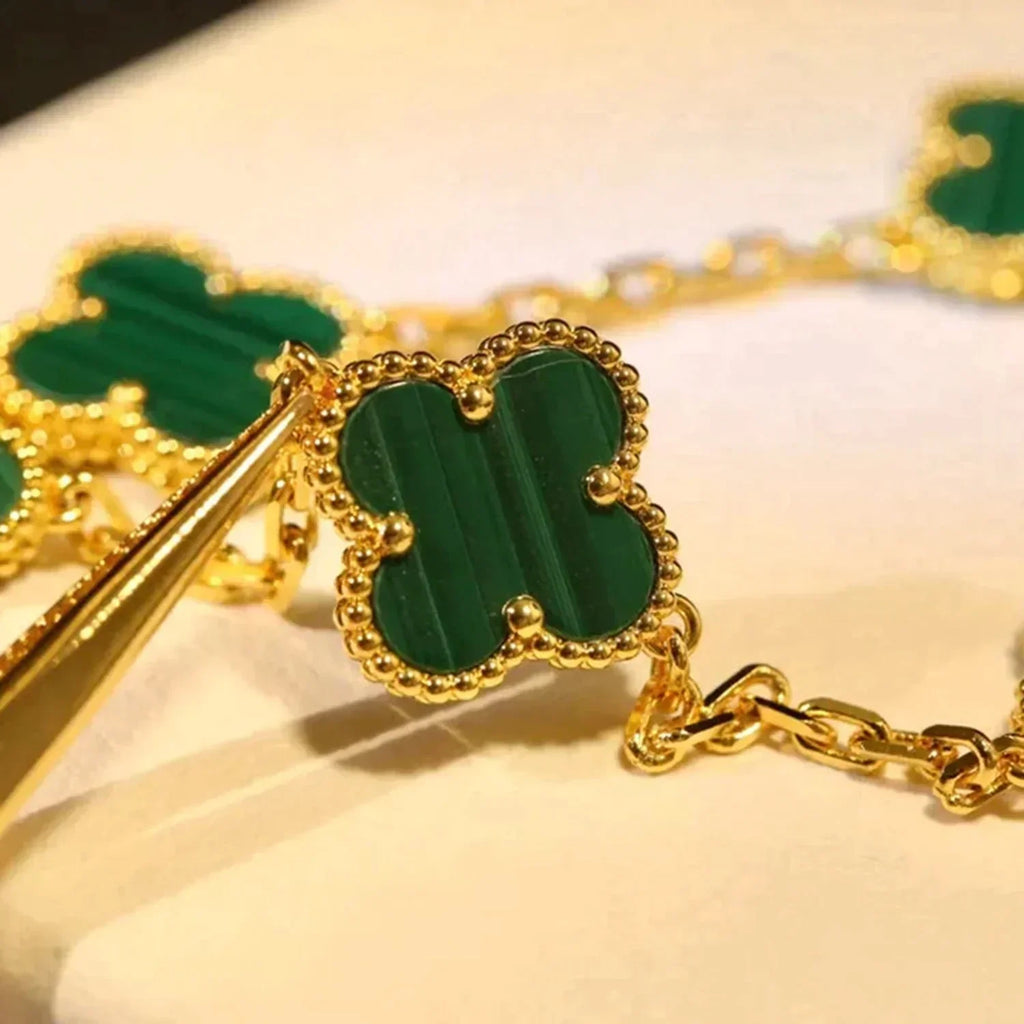 [⭐JeweliWhal] CLOVER 5 MOTIF MALACHITE BRACELET COLLECTION