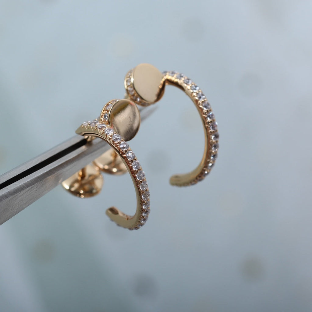 [⭐JeweliWhal]JUSTE EARRINGS 12.75MM PINK GOLD DIAMOND