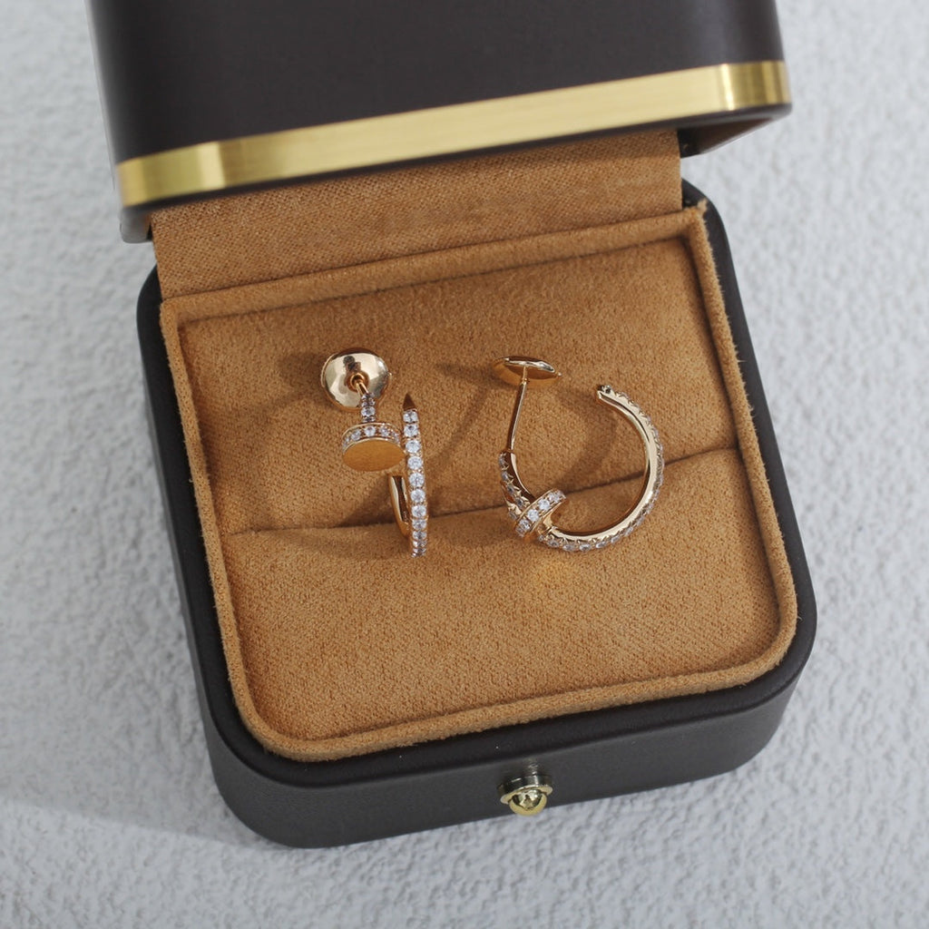 [⭐JeweliWhal]JUSTE EARRINGS 12.75MM PINK GOLD DIAMOND