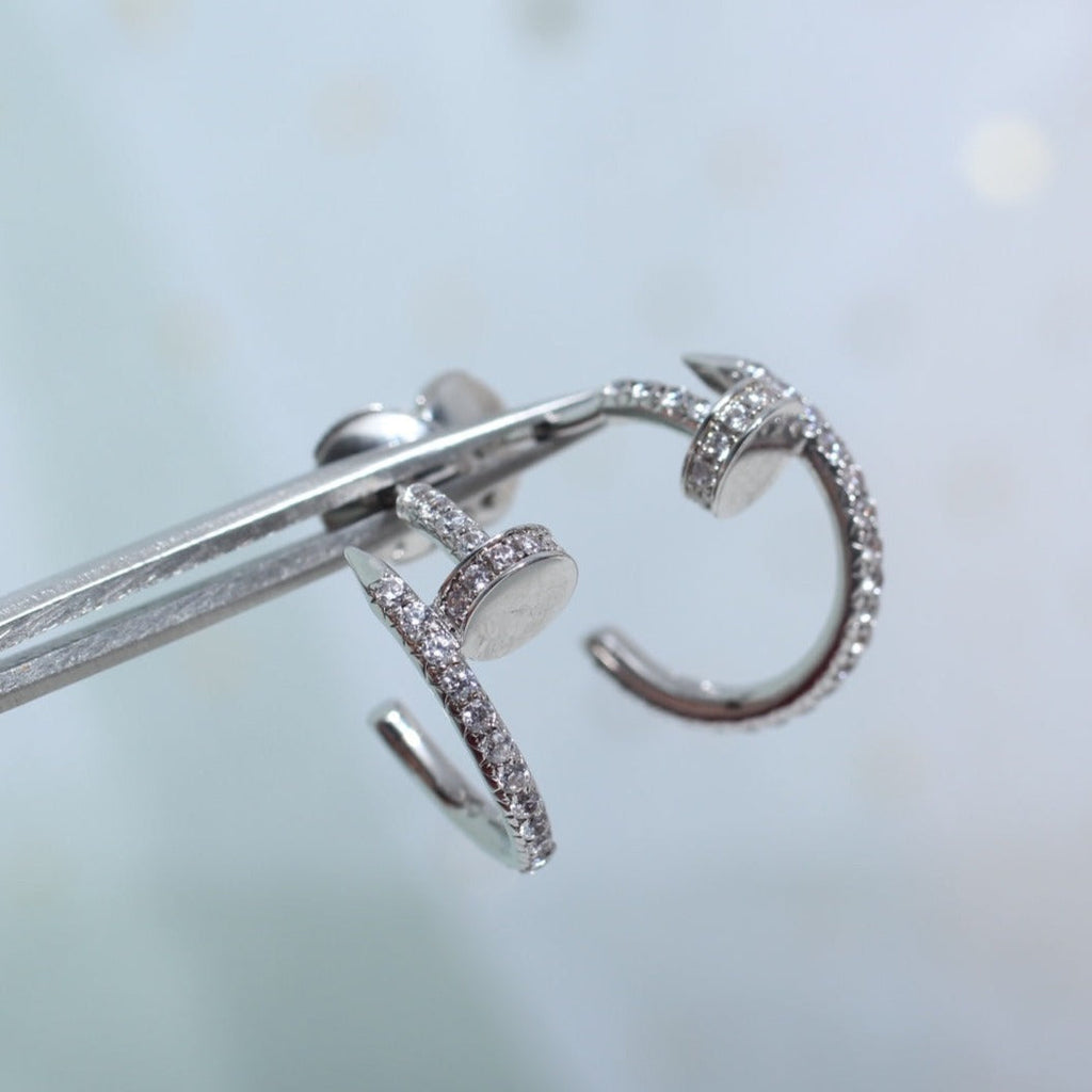 [⭐JeweliWhal]JUSTE EARRINGS 12.75MM SILVER DIAMOND