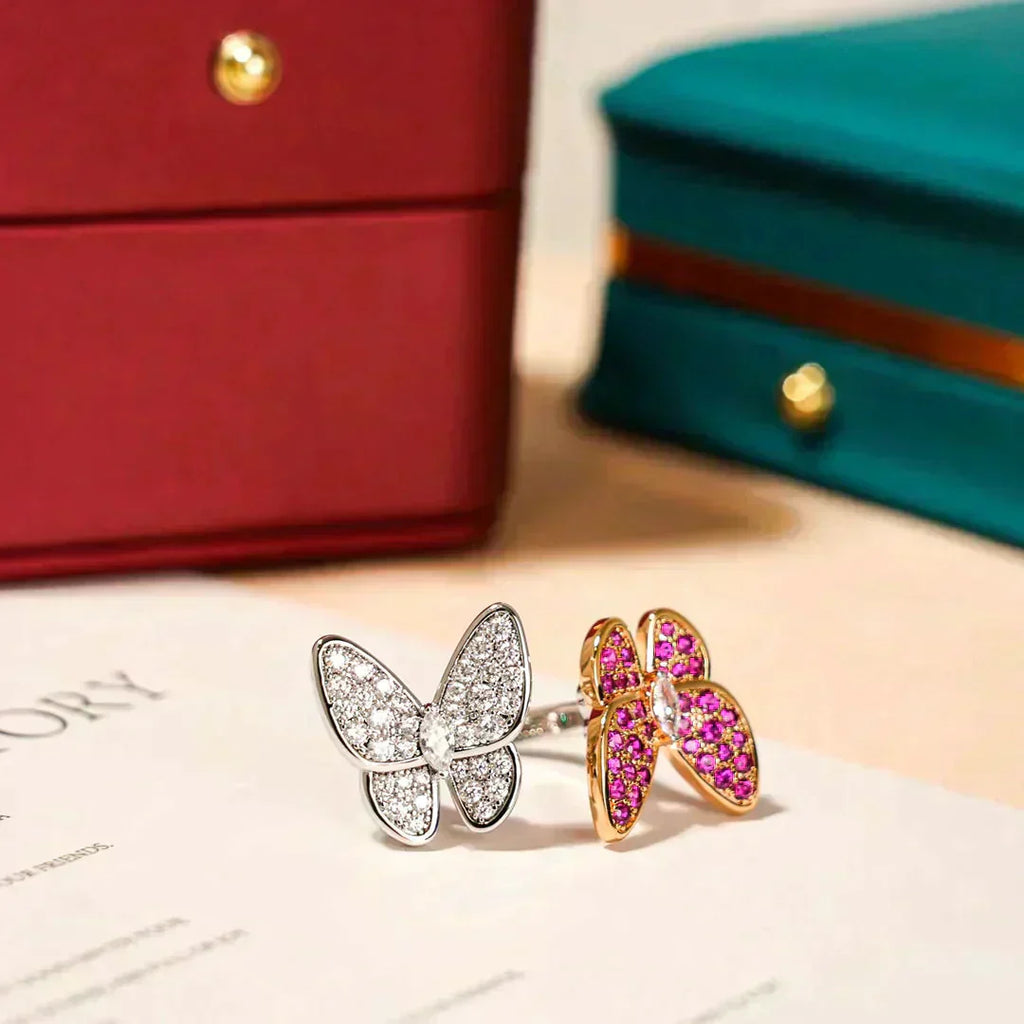 [⭐JeweliWhal]TWIN BUTTERFLY DIAMOND RING