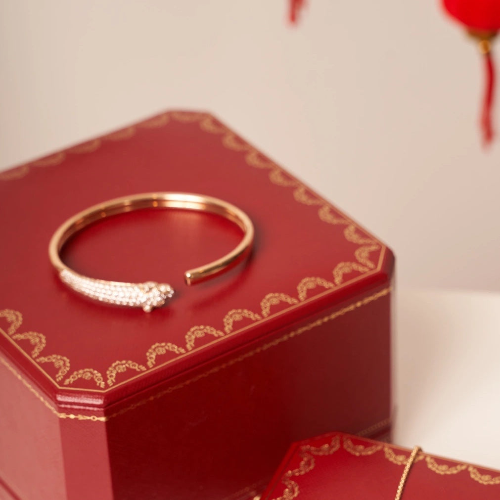 [⭐JeweliWhal]PANTHERE ROSE GOLD DIAMOND OPEN BRACELET