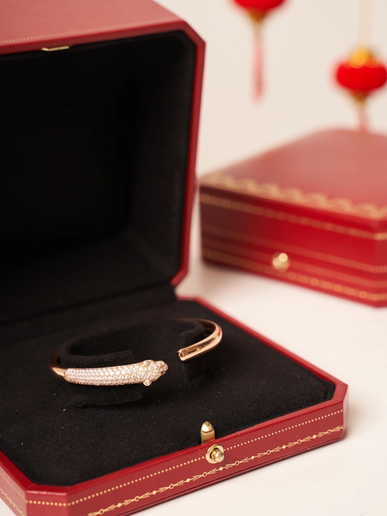 [⭐JeweliWhal]PANTHERE ROSE GOLD DIAMOND OPEN BRACELET