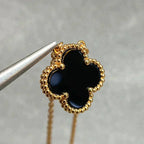 [⭐JeweliWhal]CLOVER 15MM BLACK ONYX SINGLE FLOWER NECKLACE
