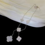 [⭐JeweliWhal]クローバー 5モチーフ シルバー ダイヤモンド ネックレス