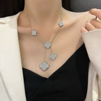 [⭐JeweliWhal]クローバー 5モチーフ シルバー ダイヤモンド ネックレス