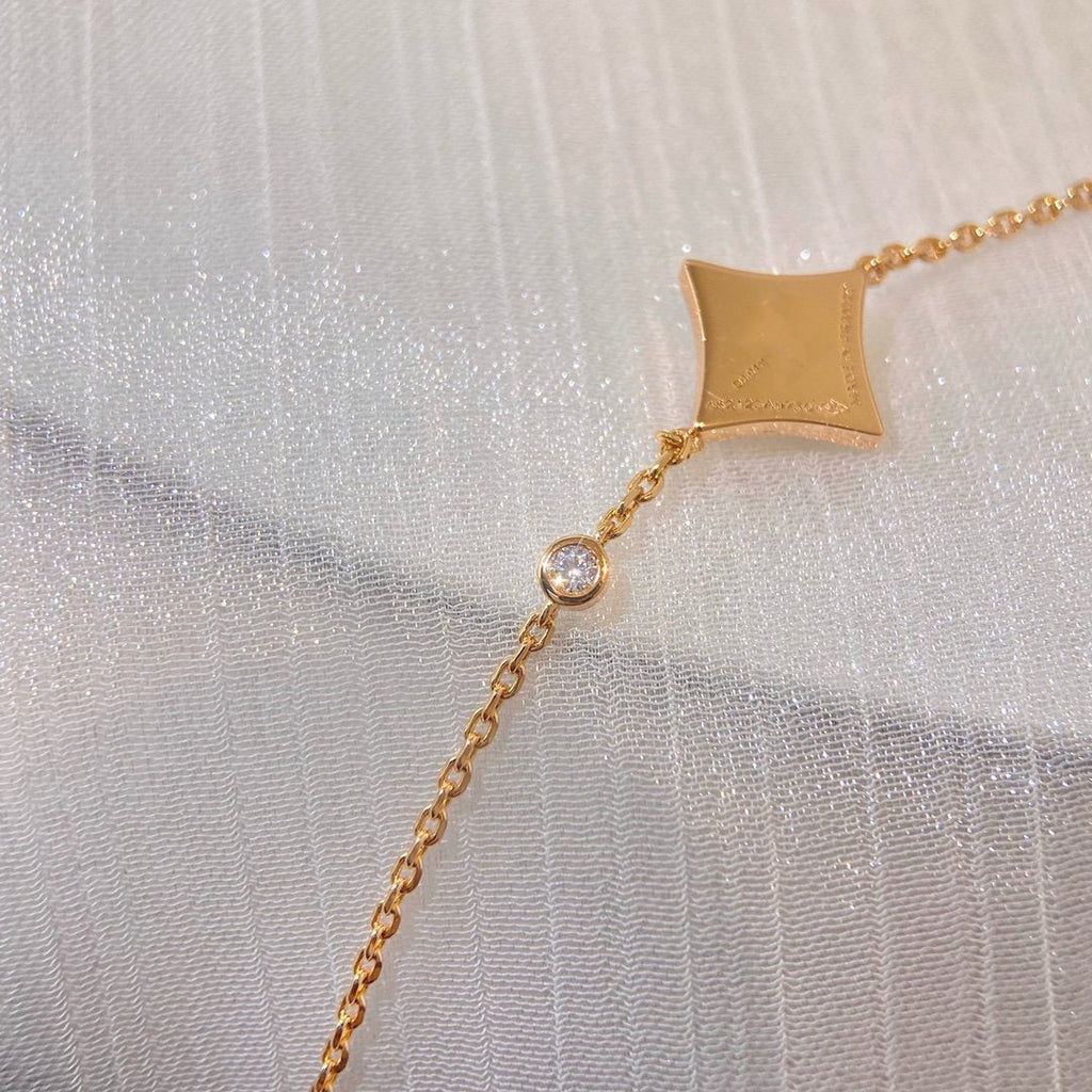 [⭐JeweliWhal]カラースターカーネリアンピンクゴールドダイヤモンドブレスレット