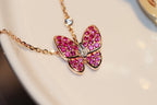 [⭐JeweliWhal]BUTTERFLY RED DIAMOND ROSE GOLD NECKLACE