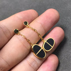 [⭐JeweliWhal]CHAINE VERSO BLACK CERAMIC SILVER EARRINGS