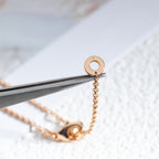 [⭐JeweliWhal]ZERO 1 WHITE CERAMIC PINK GOLD DIAMOND NECKLACE
