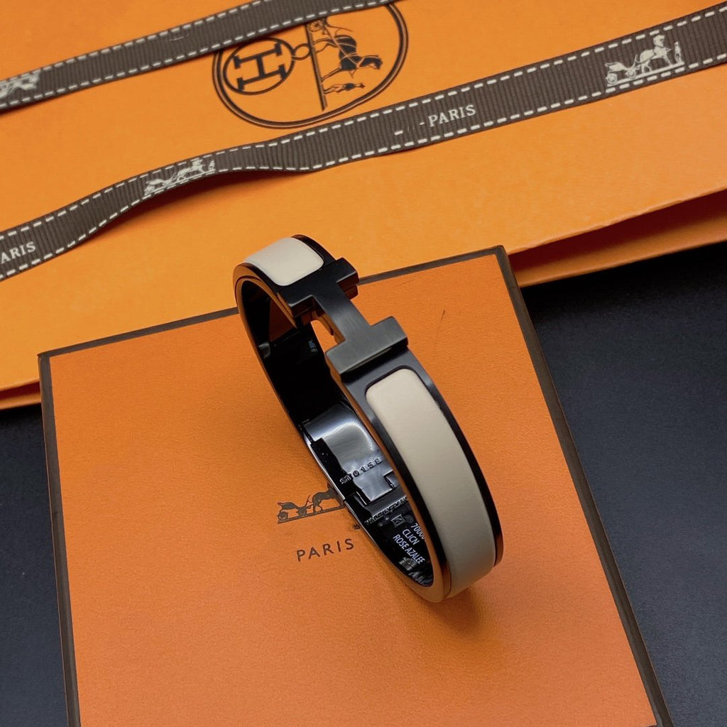 [⭐JeweliWhal]H BRACELET 12MM BLACK BEIGE CERAMIC