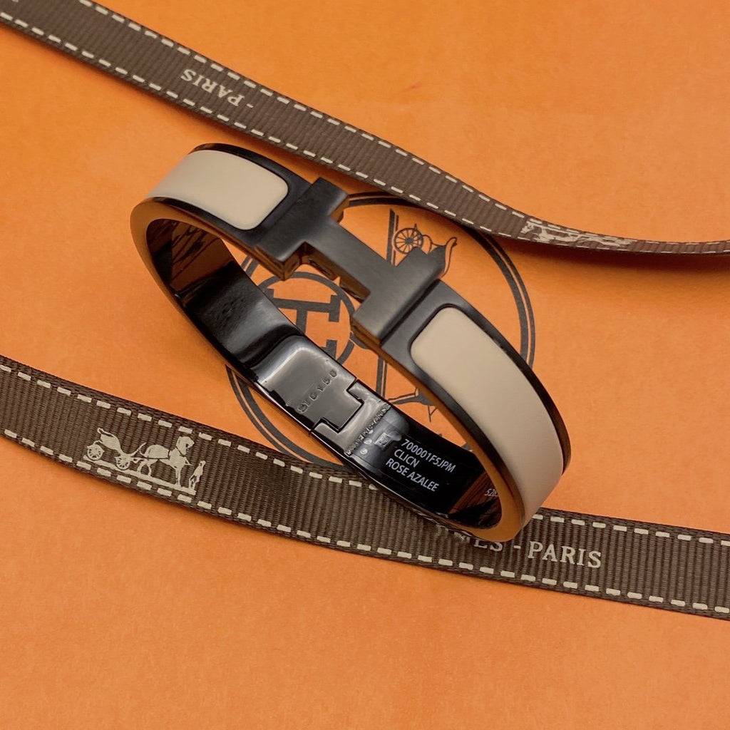 [⭐JeweliWhal]H BRACELET 12MM BLACK BEIGE CERAMIC