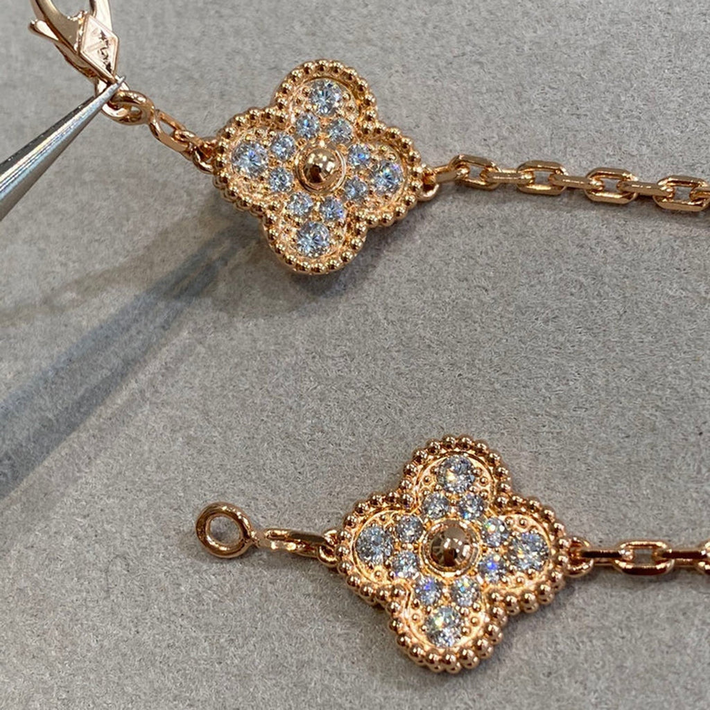 [⭐JeweliWhal] CLOVER 5 MOTIF FULL DIAMOND BRACELET COLLECTION