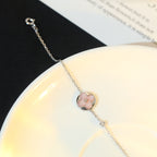 [⭐JeweliWhal]サンモチーフ ピンクモップ シルバーブレスレット