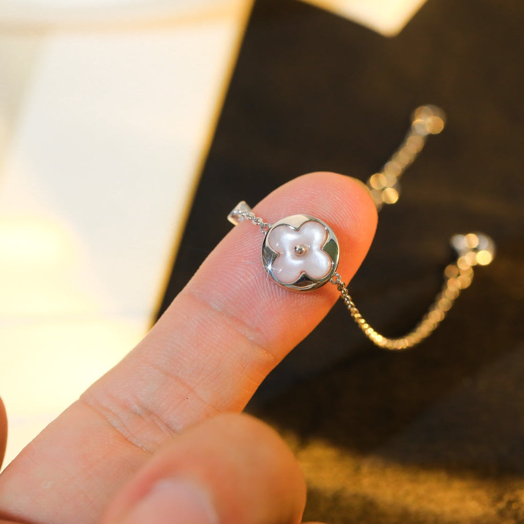 [⭐JeweliWhal]サンモチーフ ピンクモップ シルバーブレスレット