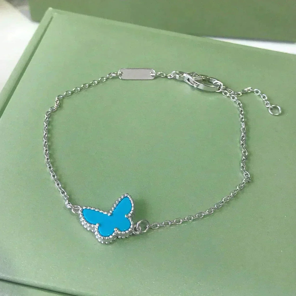 [⭐JeweliWhal]バタフライ ターコイズ バタフライ ブレスレット シルバー