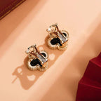 [⭐JeweliWhal]CLOVER MEDIUM 1 MOTIFS  ONYX STUD EARRINGS