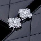 [⭐JeweliWhal]CLOVER 1 MOTIFS DIAMOND STUD EARRINGS SILVER