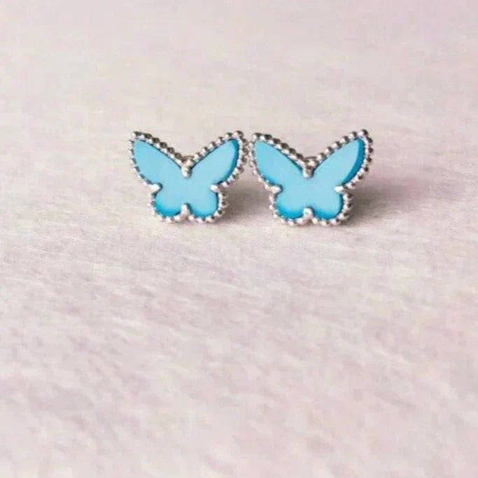 [⭐JeweliWhal]BUTTERFLY TURQUOISE EARRINGS SILVER