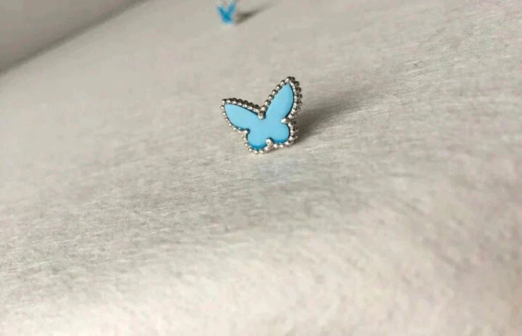 [⭐JeweliWhal]BUTTERFLY TURQUOISE EARRINGS SILVER