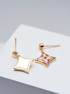 [⭐JeweliWhal]DOUBLE STAR PINK GOLD MOP DROP EARRINGS